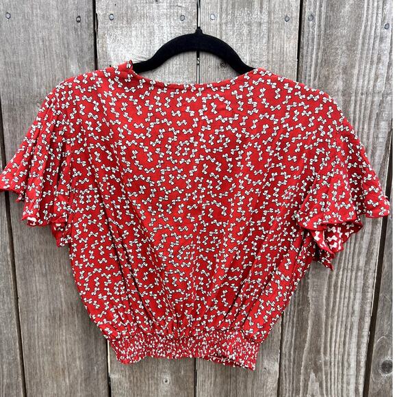 Faithfull The Brand | Icon Ruffle Crop Top Bows Red Size US 4 - Picture 5 of 7